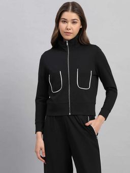 Fitleasure - Black Solid Tencel Spandex Regular Jacket