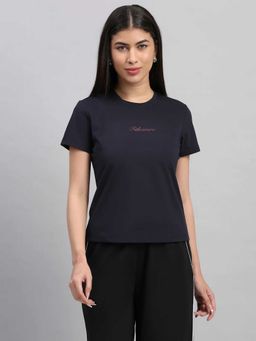 Fitleasure - Blue Solid Cotton Blend Regular Polo T-shirt