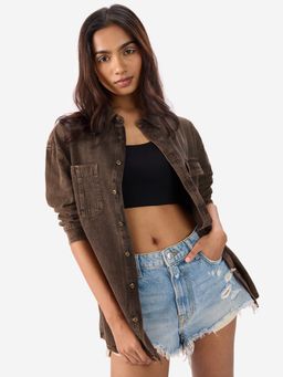 The Souled Store - Classic Denim Shirt Cocoa Brown Women Boyfriend Shirt