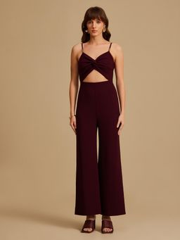 Kazo - Norma Maroon Solid Jumpsuit