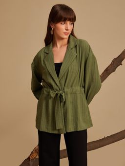 Kazo - Dorit Olive Stripes Blazer