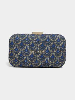 Ritu Kumar - Geo Tribe Blue And Antique Clutch