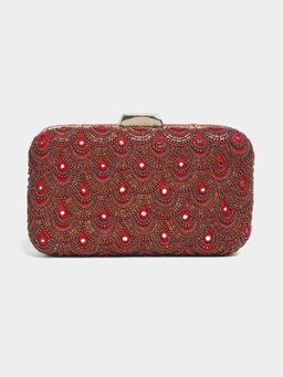 Ritu Kumar - Geo Tribe Maroon And Antique Clutch