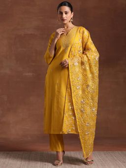 Libas - Embroidered Silk Blend Straight Kurta Pant with Dupatta