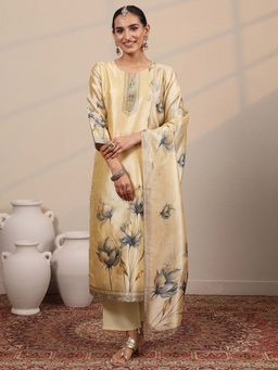 Libas - Printed Silk Blend Straight Kurta Pant with Dupatta