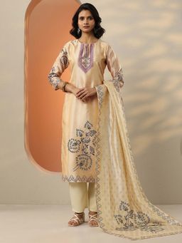 Libas - Printed Silk Blend Straight Kurta Pant with Dupatta