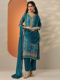 Libas - Printed Chinon Straight Kurta Pant with Dupatta