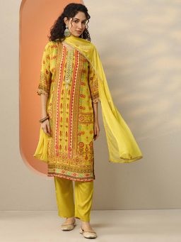 Libas - Printed Chinon Straight Kurta Pant with Dupatta