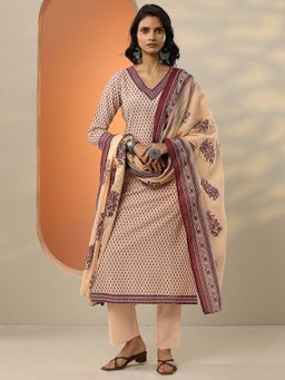 Libas - Printed Cotton Blend Straight Kurta Pant with Dupatta