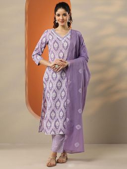 Libas - Printed Cotton Blend Straight Kurta Pant with Dupatta