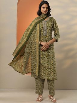 Libas - Printed Cotton Blend Straight Kurta Pant with Dupatta