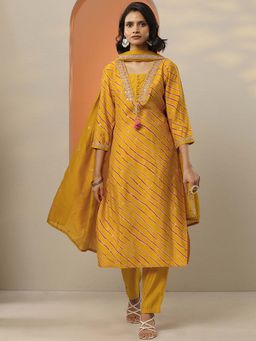 Libas - Printed Silk Blend Straight Kurta Pant with Dupatta