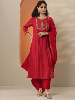 Libas - Printed Silk Blend Straight Kurta Pant with Dupatta