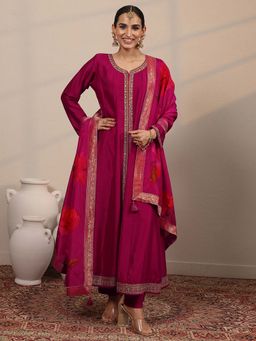 Libas - Embroidered Silk Blend Straight Kurta Pant with Dupatta