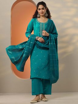Gerua By Libas - Embroidered Silk Blend Straight Kurta Pant with Dupatta