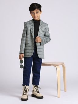 Kids Island - Green Purple Full Sleeves Solid Elegance Blazer