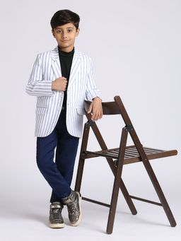 Kids Island - Blue Full Sleeves Stripes Elegance Blazer