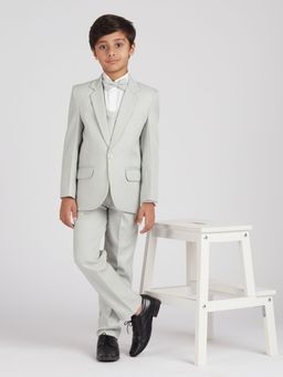 Kids Island - Pista Green Blazer, Shirt, Pant and Waist Coat with Bow Tie (Set of 5)