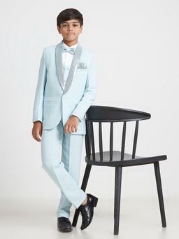 Kids Island - Sea Green Blazer, Shirt, Pant and Waist Coat with Bow (Set of 5)