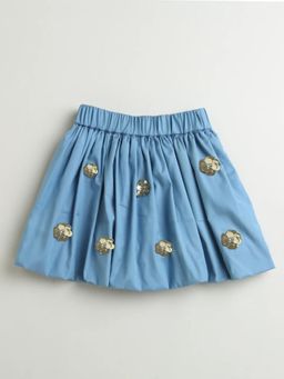 ZIP ZAP ZOOP - Blue Golden Flower Sequined Skirt
