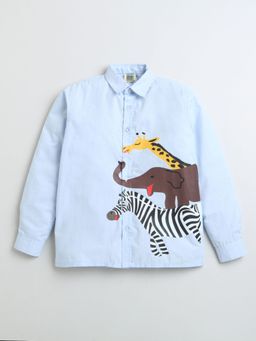 ZIP ZAP ZOOP - Blue Three Animal Print Cotton Shirt
