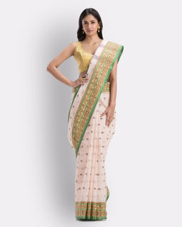 Angoshobha - Bengal Cotton Peach Tangail Tant Saree