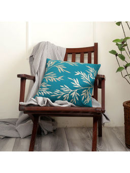 Maspar - Botanical Heritage Textured Flora Embroidery Machine 210GSM Green Cushion Cover