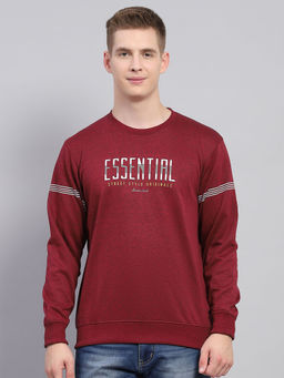Monte Carlo - Mens Printed Maroon Round Neck Full Sleeve T-Shirt