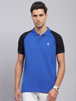 Rock.it - From House Of Mens Blue Solid Collared Neck Half Sleeve T-Shirt