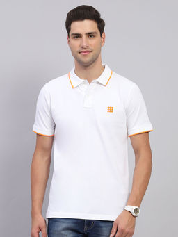 Rock.it - From House Of Mens White Solid Collared Neck Half Sleeve T-Shirt