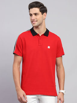 Rock.it - From House Of Mens Red Solid Collared Neck Half Sleeve T-Shirt