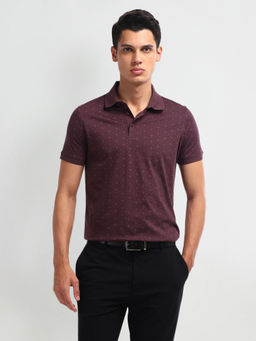 Arrow - Geometric Purple Half Sleeves Collar Neck Polo Shirt