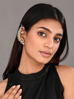 Anvik - White Peacock Crescent Earrings