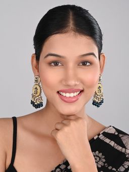 Anvik - Teal Contemporary Kundan Mop and Meenakari Drop Earring