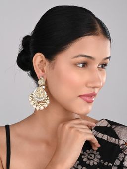 Anvik - Cream Paisely Kundan Mop and Meenakari Chandbali Earring