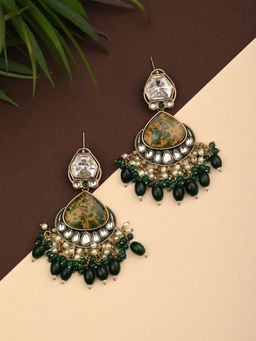 Anvik - Green Gold Plated Two Tone Drop Earring