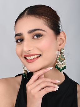 Anvik - Green Gold Plated Two Tone Geometric Stone Drop Earring