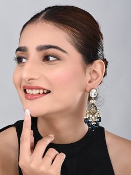 Anvik - Blue Gold Plated Two Tone Pear Shaped Stone Drop Earring