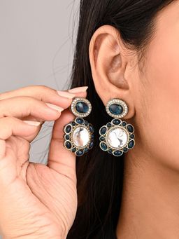 Anvik - Teal Statement Earrings Featuring A Bold Circular Design With A Vintage Finish