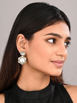 Anvik - White Statement Earrings Featuring A Bold Circular Design With A Vintage Finish