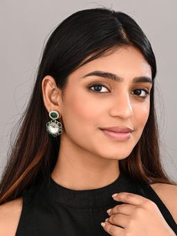 Anvik - Green Statement Earrings Featuring A Bold Circular Design With A Vintage Finish