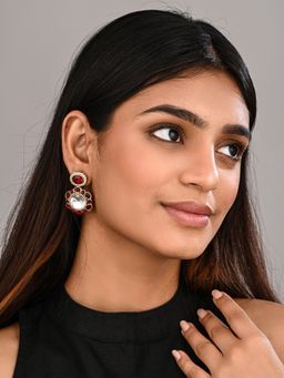 Anvik - Red Statement Earrings Featuring A Bold Circular Design With A Vintage Finish