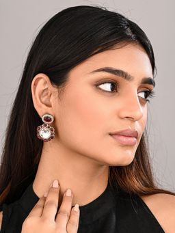 Anvik - Maroon Statement Earrings Featuring A Bold Circular Design With A Vintage Finish
