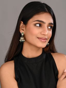 Anvik - Green Peacock Inspired Jhumka Earrings
