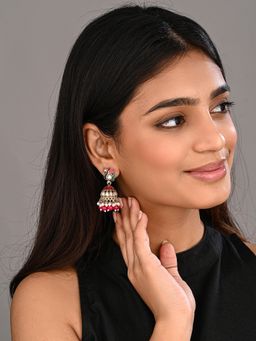 Anvik - Pink Peacock Inspired Jhumka Earrings