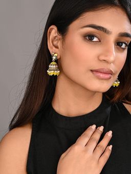 Anvik - Yellow Peacock Inspired Jhumka Earrings