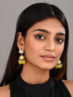 Anvik - Yellow Enamelled Jhumka Earring