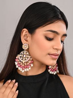 Anvik - Vibrant Peach and Pink Chandelier Pearl Drop Earring