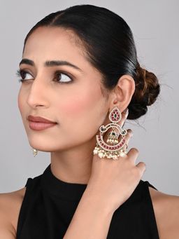 Anvik - Multi-Color Gold Plated Stone and Beads Chandbali Earring