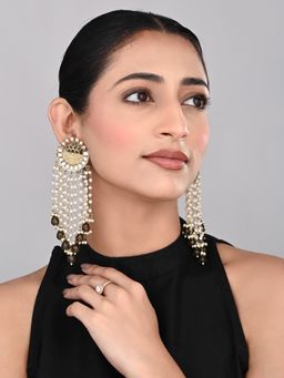 Anvik - Green Elegant Pearl and Bead Chandelier Earrings